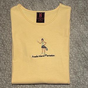 VGUC Gear For Sports Amelia Island Plantation Tennis Tee, Yellow, Cotton, Size M